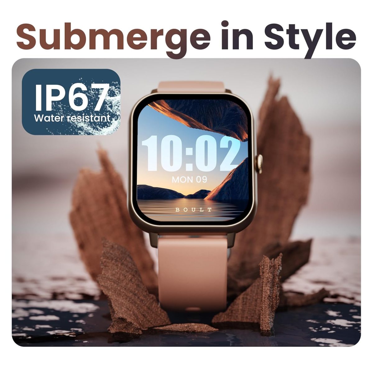 Boult Drift+ Smart Watch 1.85''HD Screen, Bluetooth Calling, IP68, 500 Nits Brightness,150+ Watchfaces, AI Voice Assistant, SpO2 Monitoring, 100+ Sports Mode Smartwatch (Peach Fuzz) - Image 9
