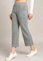 Alan Jones Clothing Women's Straight Fit Mid Rise Solid Stretch Waffle Straight Pants - Image 2