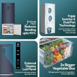 Haier 445 L, 2 Star, Convertible 14-in-1 Triple Inverter & Fan Motor Technology, with Display Frost Free, Bottom Mounted Double Door Refrigerator (HRB-4952BGK-P, Graphite Black) - Image 3