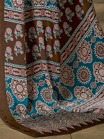 AKHILAM Women's Brown Digital Print Satin Crepe Saree With Unstitched Blouse Piece - Image 5