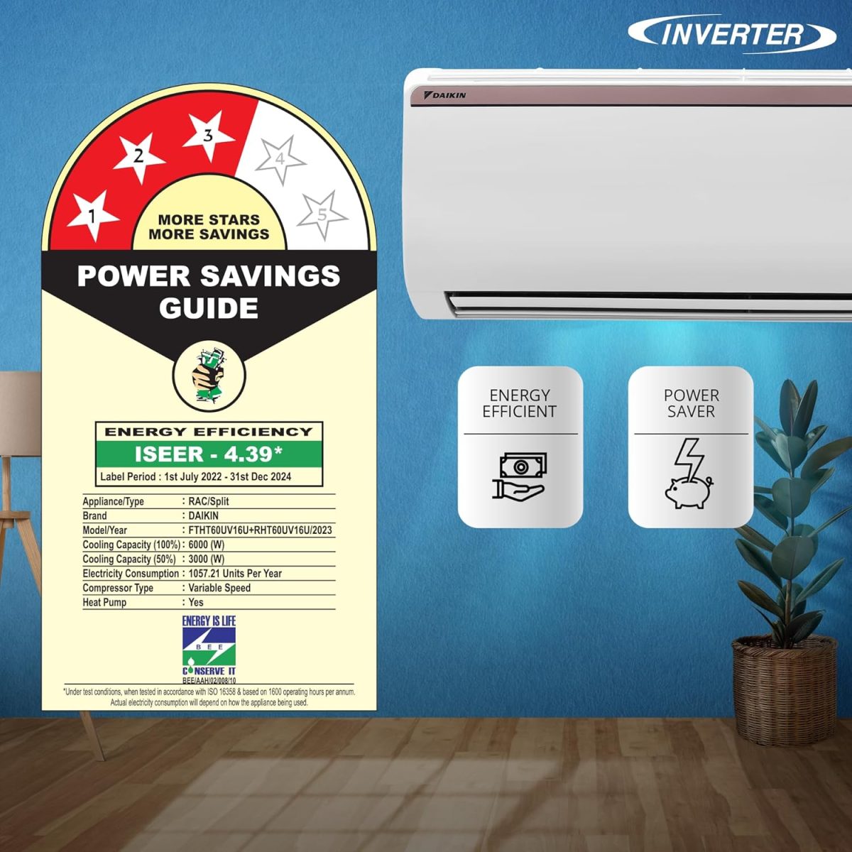 Daikin 1.8 Ton 3 Star Hot & Cold Inverter Split AC (Copper, PM 2.5 Filter, FTHT60UV, White) - Image 3