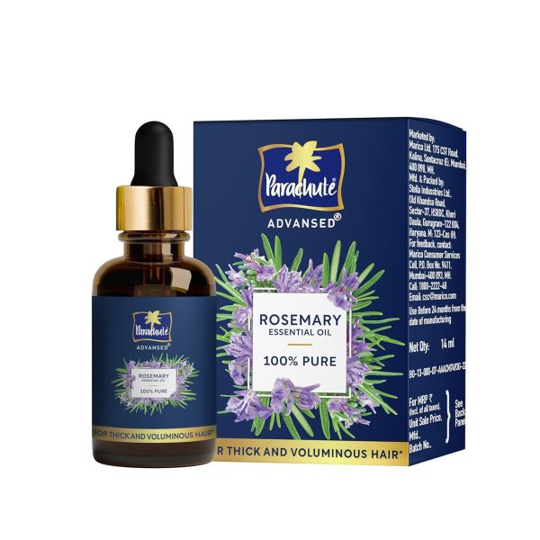Parachute Advansed Rosemary Essential Oil | 100% Pure | for Thick & Voluminous Hair | Moisturises dry hair, Reduces hair breakage, Improves hair Resilience | 14ml