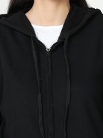Wafaa Women's Cotton Plain Hooded Neck Full Zipper Sweatshirt Hoodies with Kangaroo Pocket - Image 7