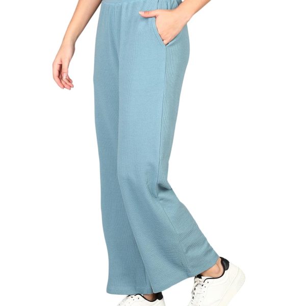 Alan Jones Clothing Women's Straight Fit Mid Rise Solid Stretch Waffle Straight Pants