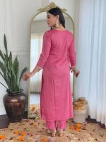 Naixa Women's Viscose Silk Embroidered Straight Kurta with Pant and Dupatta Sets (Available in Plus Size) (NX-657) - Image 4