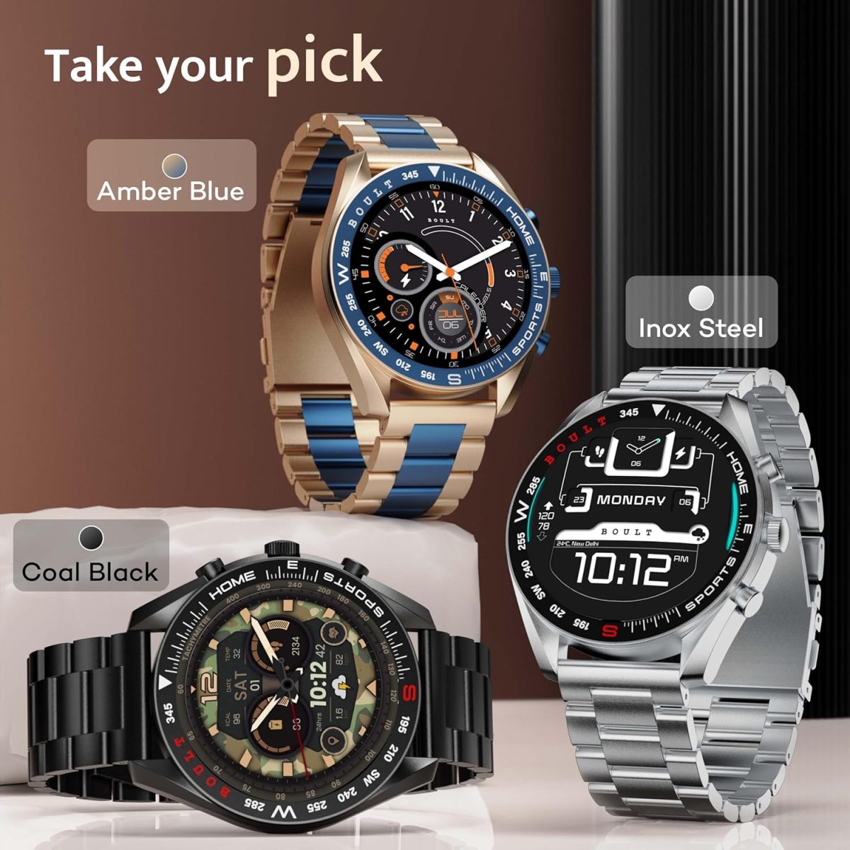 Boult Mirage Smart Watch 1.39''HD Screen, Bluetooth Calling, IP67, Zinc Alloy Frame, 500 Nits Brightness, AI Voice Assistant, SpO2 Monitoring, 120+ Sports Mode (Coal Black) - Image 4