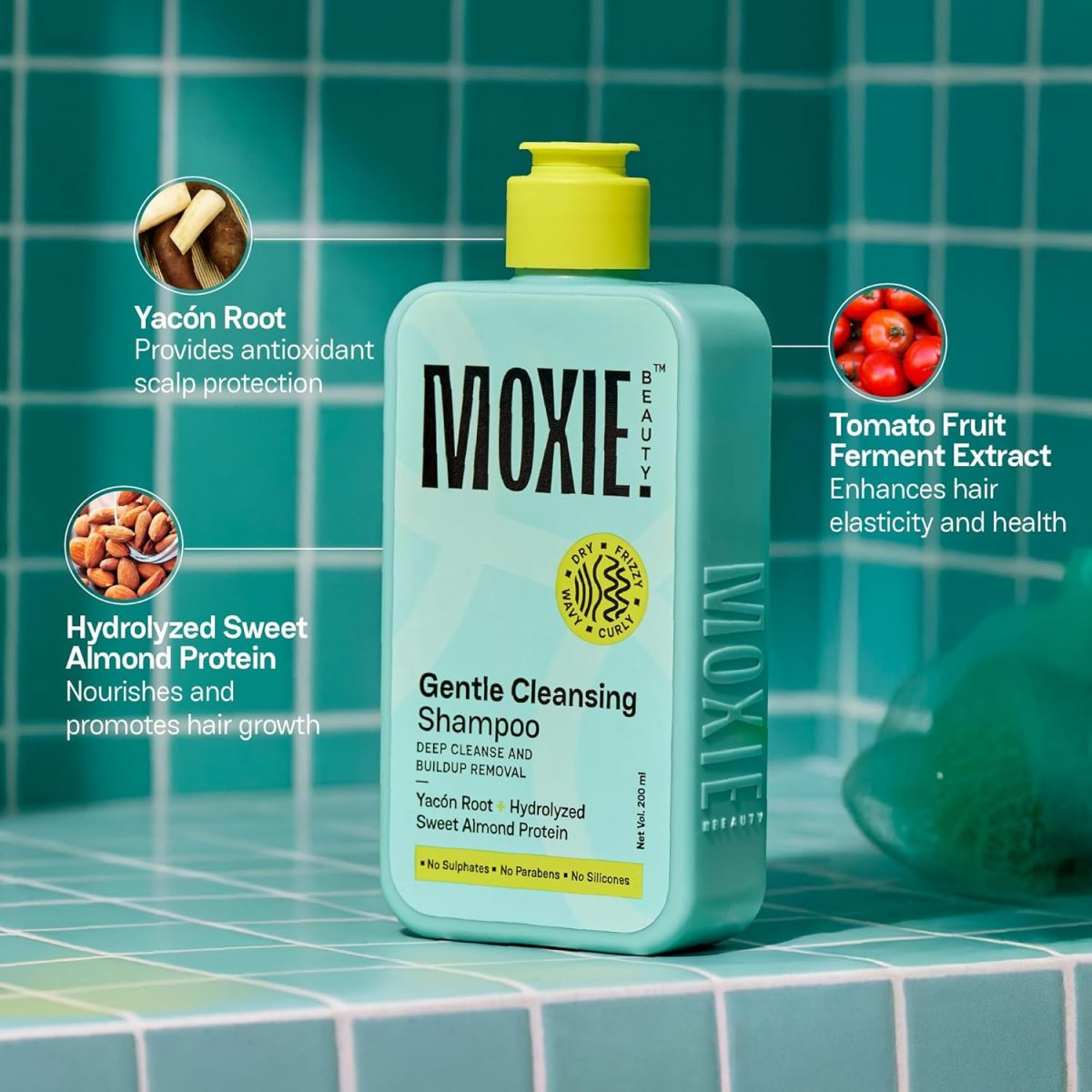 Moxie Beauty Shampoo For Frizzy, Dry, Wavy & Curly Hair | Sulfate, Paraben & Silicone-Free | 100% softer & 1.5x stronger hair | Gentle Cleansing Shampoo | 200ml - Image 2