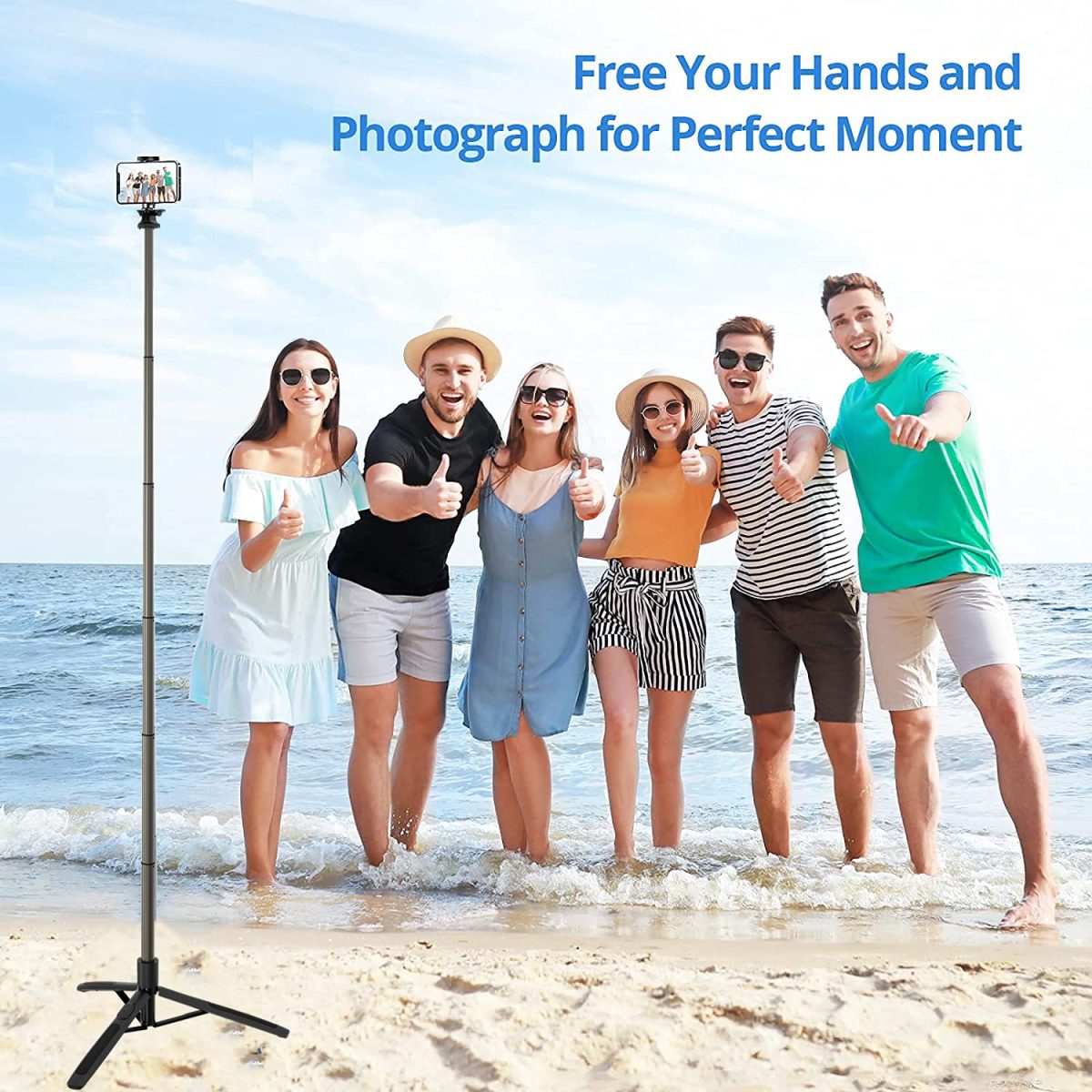 Mobilife Long Selfie Stick with Tripod Stand Aluminum 61 inch Multifunctional Bluetooth Tripod for Mobile Phone Vlogging Live Stream 1/4" Screw for Mirrorless/Action Camera Ring Light Gopro, Black - Image 7