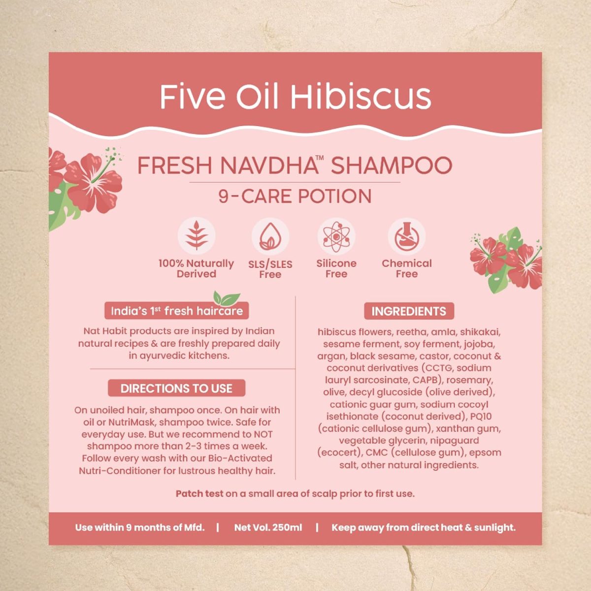 Nat Habit Hibiscus Navdha Shampoo & Conditioner Combo with Reetha, Amla & Castor for Women & Men Dry & Frizzy Hair | Hair Growth & Hair Fall, 72 Hr Frizz Control, Long & Shiny Hair | Sulphate-Free - Image 7