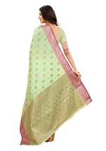 Expert E-commerce Services Womens New Latest Collection Kanjivaram Banarasi Cotton Linen Soft Silk Saree With Contrast Blouse - Image 4