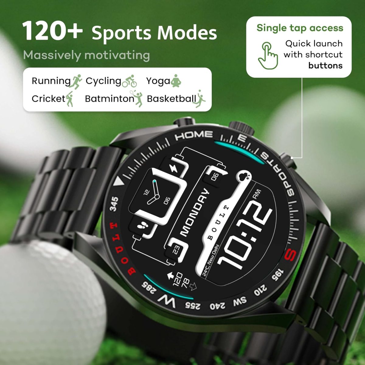Boult Mirage Smart Watch 1.39''HD Screen, Bluetooth Calling, IP67, Zinc Alloy Frame, 500 Nits Brightness, AI Voice Assistant, SpO2 Monitoring, 120+ Sports Mode (Coal Black) - Image 7