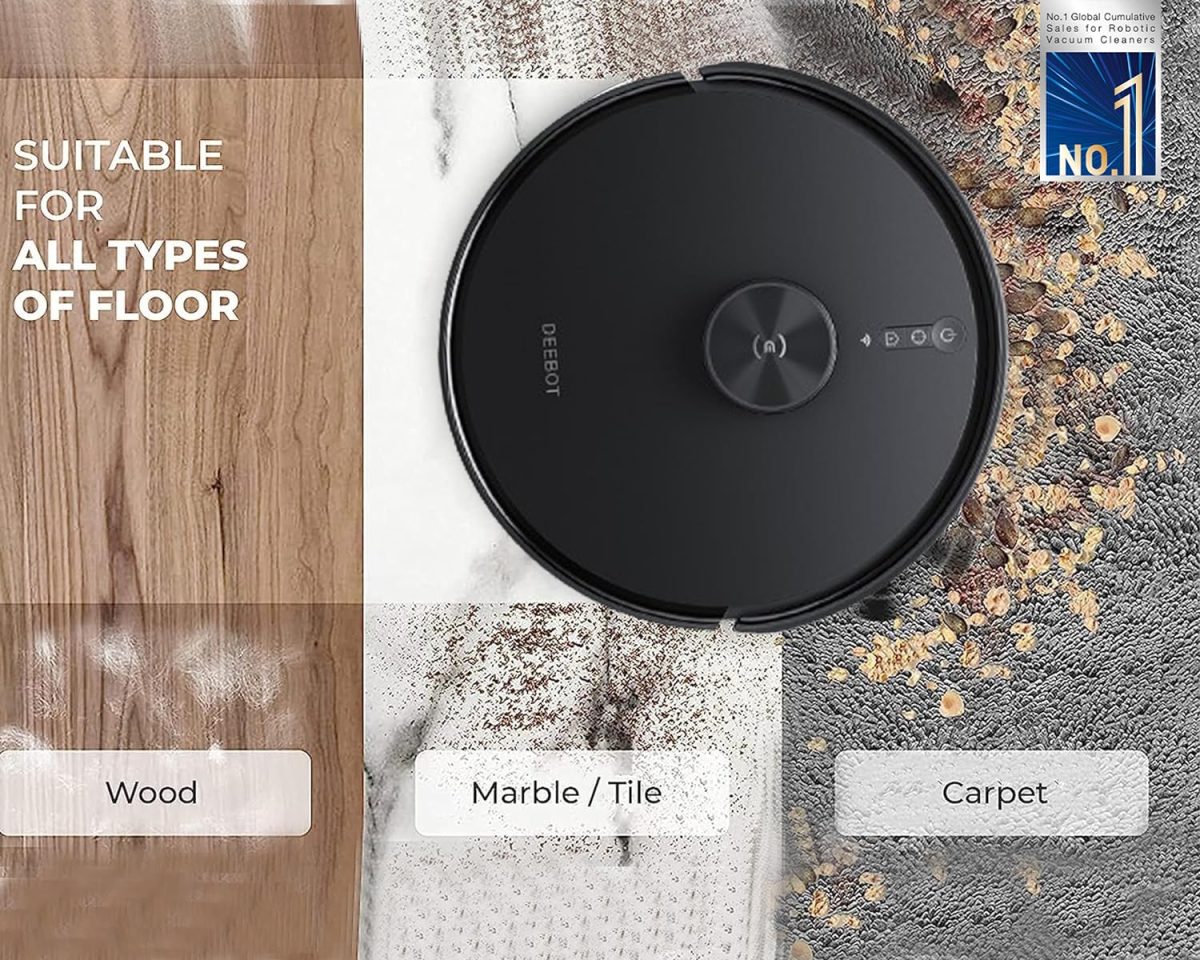 ECOVACS Deebot Y1 Pro 2-in-1 Robot Vacuum Cleaner, 6500 Pa Powerful Suction, 5200 Mah Battery, Covers 3500+ Sq. Ft. in One Charge, Advanced Navigation Technology & True Mapping, 330 Minutes Run-Time - Image 5