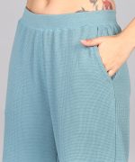 Alan Jones Clothing Women's Straight Fit Mid Rise Solid Stretch Waffle Straight Pants - Image 4