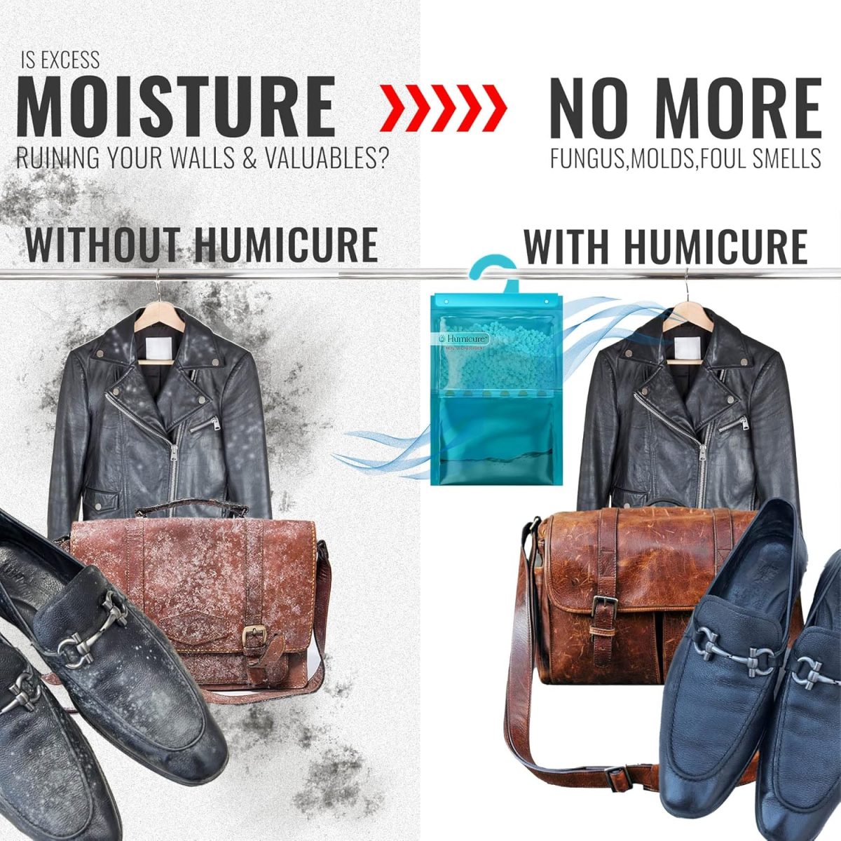 Humicure Moisture Absorber Dehumidifier Hanging Bags with 1 Litre Absorption Capacity for Wardrobe, Bathroom, Kitchen and Bedroom; Prevents Mould & Fungus (Pack of 3, 400gram each, 3 Fragrance Combo) - Image 5