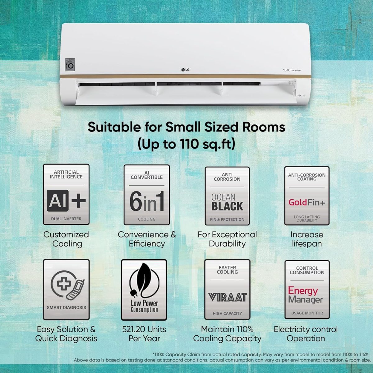 LG 1 Ton 5 Star DUAL Inverter Wi-Fi Split AC with Energy Manager (Copper, AI+ Convertible 6-in-1 Cooling, 4 Way Swing, HD Filter with Anti-Virus Protection, TS-Q14GWZE, White) - Image 2