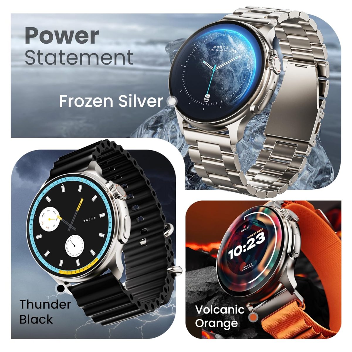 Boult Crown R Pro Smart Watch 1.43" HD AMOLED, Bluetooth Calling, Working Crown, Zinc Alloy Frame, 600 Nits Brightness, AI Voice Assistant, SpO2 Monitoring, 120+ Sports Mode (Silver) - Image 3