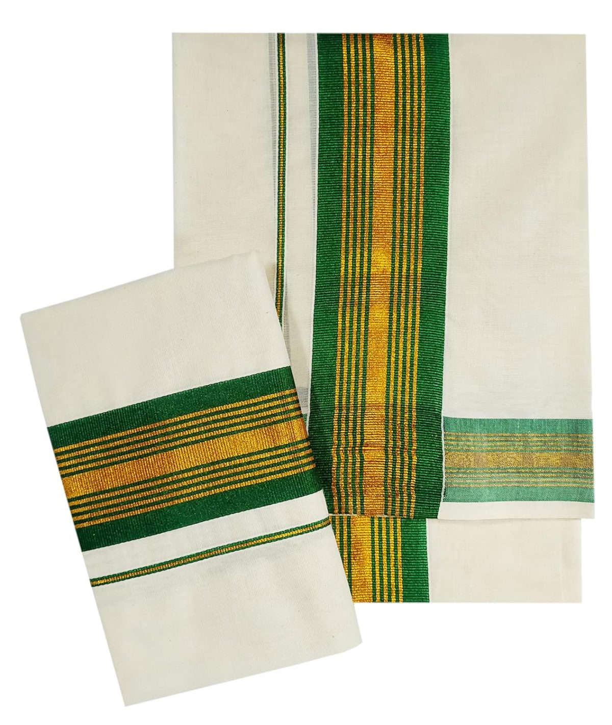 YETTALAN® Women's Kerala Traditional Cotton Set Mundu Cream Color with Fancy Border
