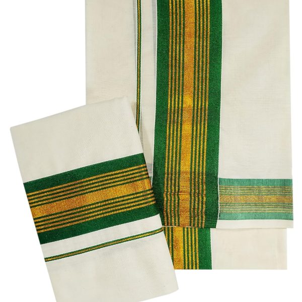 YETTALAN® Women's Kerala Traditional Cotton Set Mundu Cream Color with Fancy Border