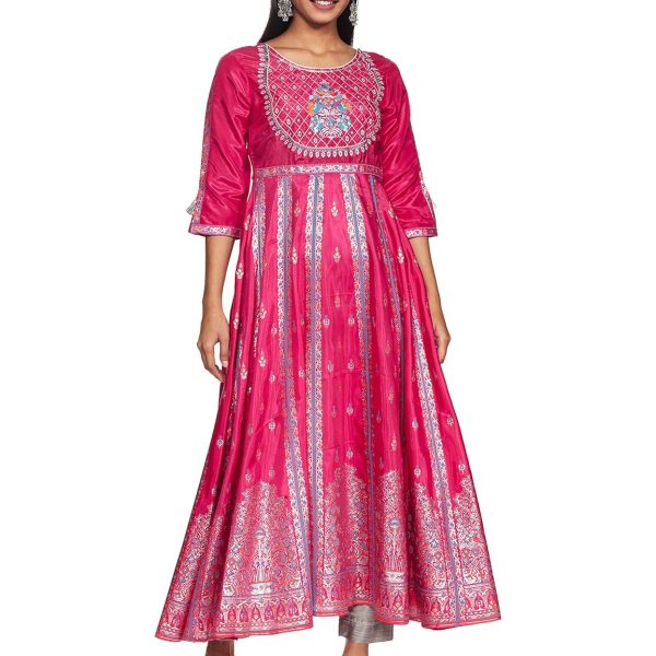 Aurelia Women's Polyester Regular Fit Solid Regular Kurta