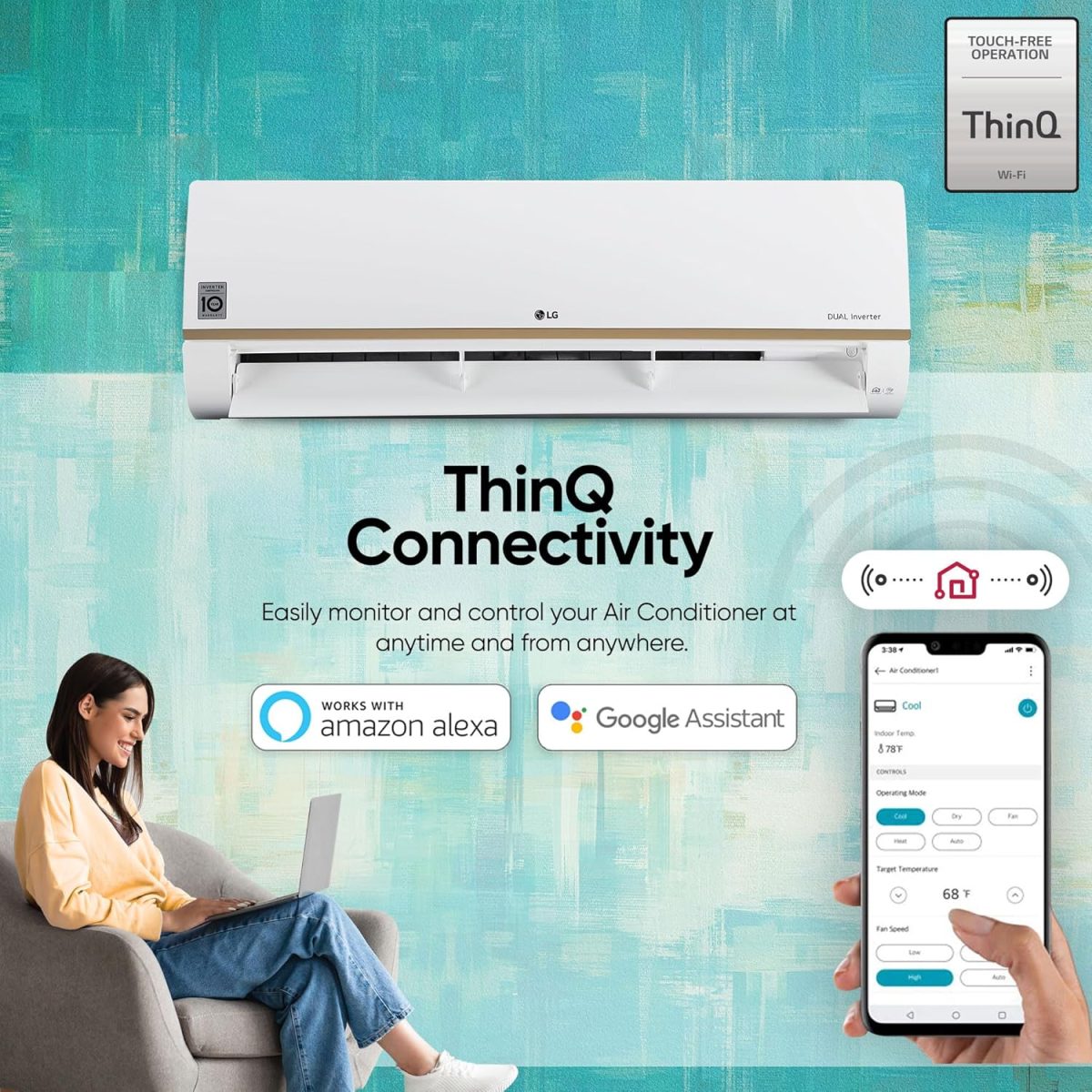 LG 1 Ton 5 Star DUAL Inverter Wi-Fi Split AC with Energy Manager (Copper, AI+ Convertible 6-in-1 Cooling, 4 Way Swing, HD Filter with Anti-Virus Protection, TS-Q14GWZE, White) - Image 10