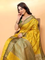 Sidhidata Women's Cotton Silk Jacquard Boardered Saree With Unstitched Blouse Piece (Kalyani) - Image 2