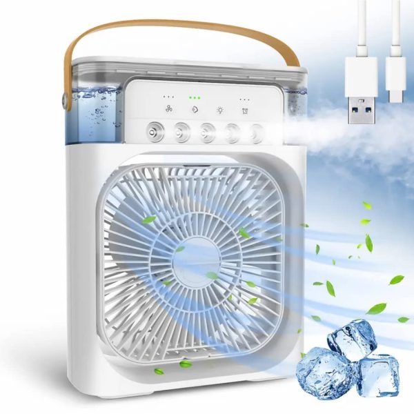 Harnil Portable Air Conditioner Fan Personal Cooler Desk Fan for Shop, Office, Kitchen, USB Powered Mini AC, Portable Humidifier Air Cooler Fan, Mini Cooler For Home With 3 Speed Mode, 1 pc