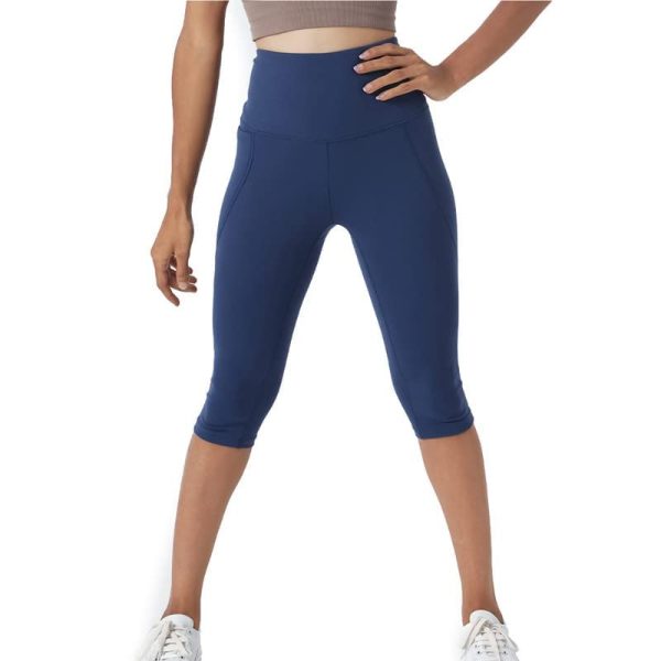 BlissClub Womens The Ultimate Capris, 3/4th Length Pants, Super- High Waist, 2 Pockets, Wide Waistband, Activewear for Women