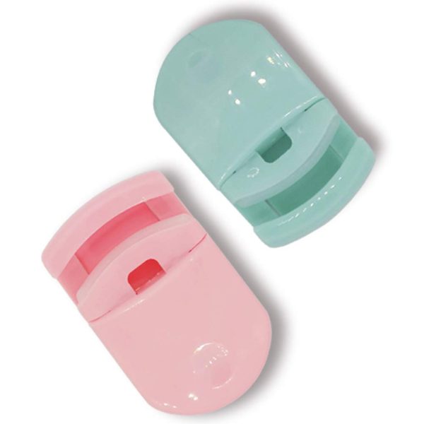 Lasenersm 2 Pieces Mini Eyelash Curlers Portable Travel Plastic Eyelash Curlers With Replacement Pads Fits All Eye Shapes No Pinching Or Pulling (Pink, Green)