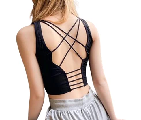 Dilency Sales Criss Cross Padded Sports bra for Womens/Girls (Comfortable for 28-32)