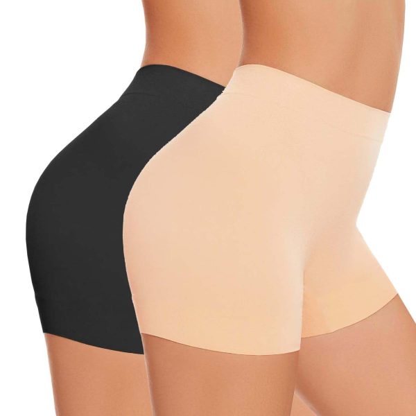 HSR Women's Cotton Ice silk safety pants Mid Waist seamless anti-slip non-curling Shorties/Underskirt Shorts (One size Fit to 30-38 inch)