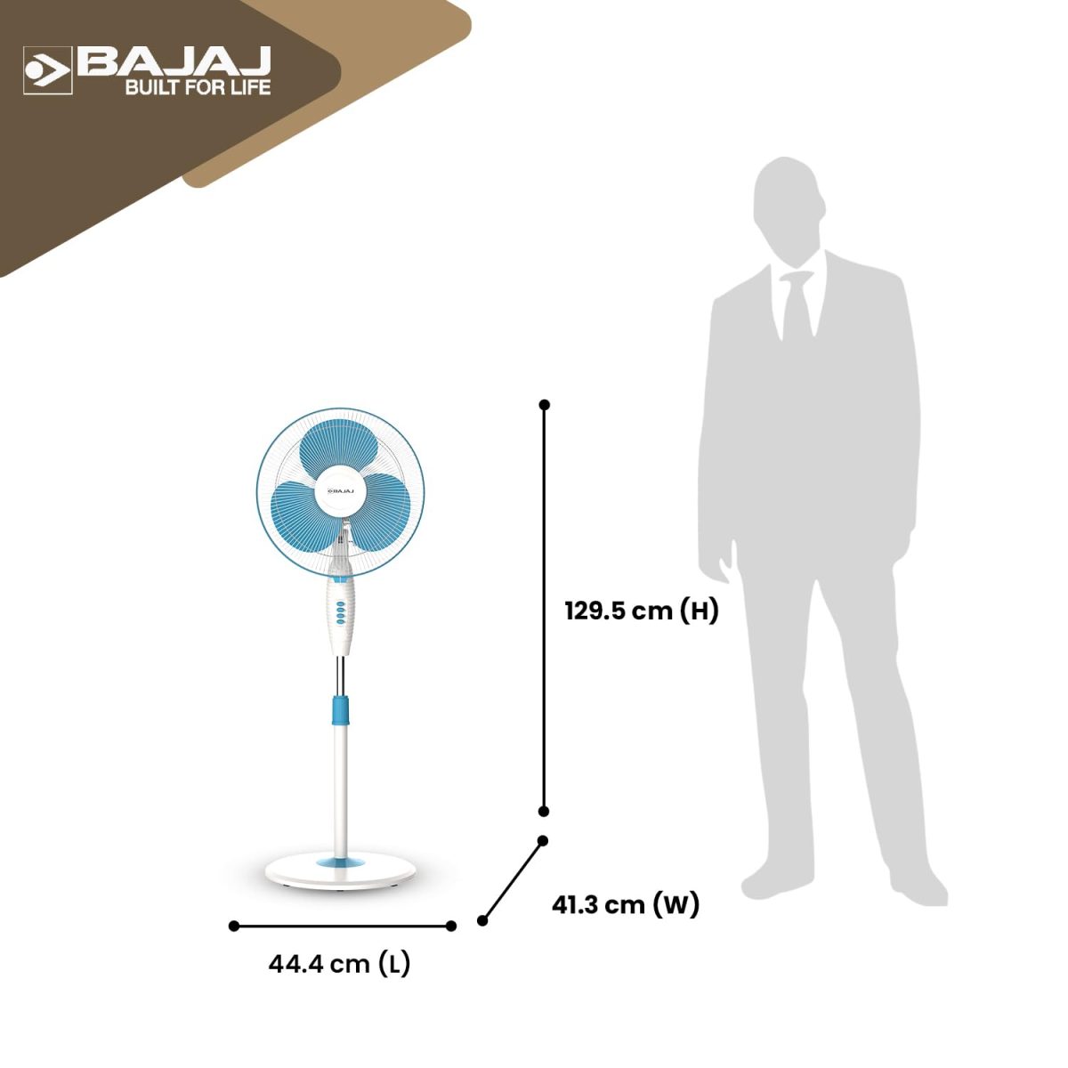 Bajaj Frore Neo 400 MM Oscillating Pedestal Fan For Home | Aerodynamically Balanced Blades | 100% Copper Motor | High Air Delivery | 3-Speed Control | Rust Free | 2 Yrs Warranty 【Blue】 - Image 7