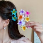 9 pcs flower claw clip hair claw clip pin clutcher accessories for women bun clutch Women Beach Vacation Bohemia Egg Flower Hair Clips Flower Large Hair Claw Hairpin Women Girls Accessories - Image 4