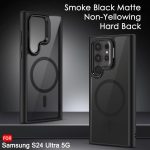 TheGiftKart Hybrid ShockProof Back Cover Case for Samsung Galaxy S24 Ultra 5G | Hard Case for Samsung S24 Ultra(PC & TPU, MagSafe Compatible, Built-In Stand, Translucent Smoke Matte Back, Black Sides) - Image 4