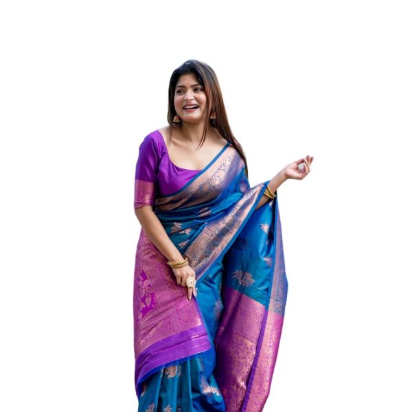 SATIKA VASTRAM Women's Kanjivaram Pure Soft Silk Handloom Saree with Pure Golden Zari and Unstitched Blouse Piece