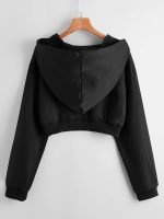 PDKFASHIONS Casual Solid Zip Crop Hoodie for Women's - Image 2