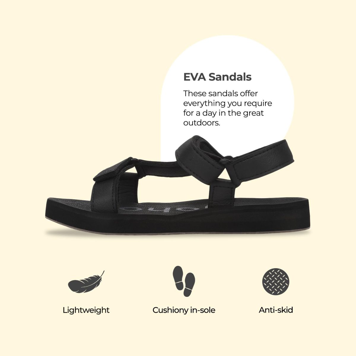 YOHO EVA Sandals for Women | EVA sole | Comfortable cushioned sole with TPR base | Lightweight | Soft skin friendly straps | Adjustable straps | Velcro closure | Vibrant colour options - Image 2