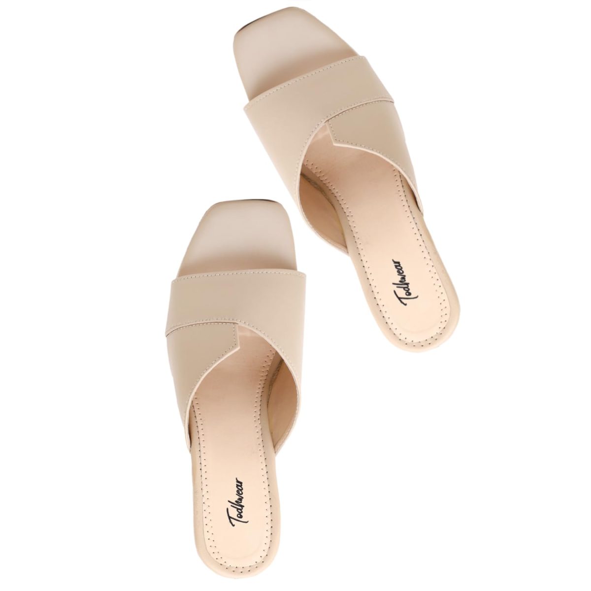 Double Cut Heeled Sandals Square Toe Sandals Slip On Fashion Wedding Chunky Block Mule Heels for Women - Image 3