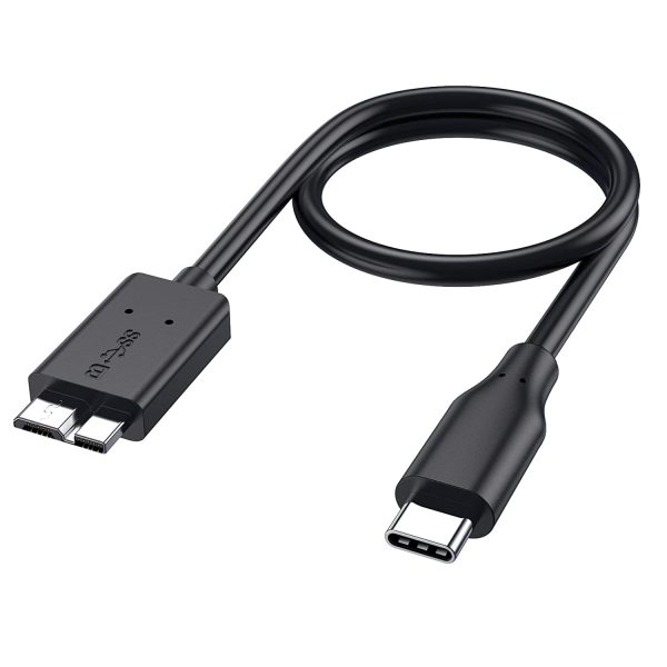 rts usb c hard drive cable USB C Type C to Micro-B USB 3.0 Cable, 10Gbps Fast Charging & Syncing Cord Compatible with Portable External Hard Drives WD, Seagate Expansion, Toshiba, LaCie, Maxtor, 50 CM