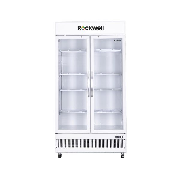 ROCKWELL 739Ltr, Double Glass Door Visi Cooler, Internal LED, 4 Year Warranty, Dynamic Cooling (RVC950C, White)