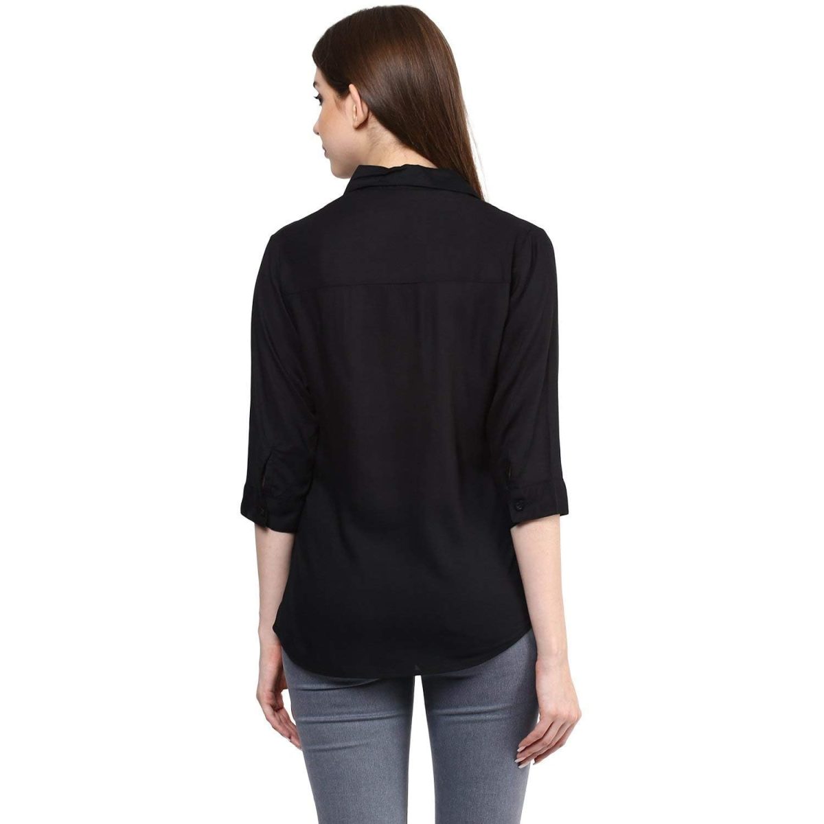 Leriya Fashion Women Crepe Solid Regular Fit Long Tops Oversized Shirt - Image 2