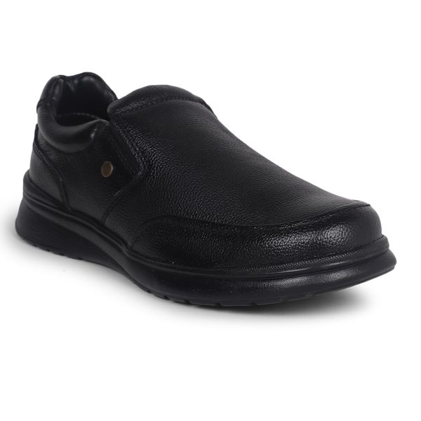 Liberty Fortune DEOX-1E Men’s Non Lacing Formal Moccasin Shoes - Black, Brown - Synthetic Leather Slip-on with Cushioned Footbed - Stylish Office Footwear - Comfortable and Lightweight