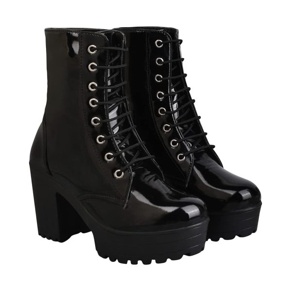 Shoetopia Women & Girls Lace Up Block Heeled Western Boots