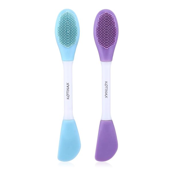 Kotinax Silicone Face Mask Applicator, Oval Brush & Wand for Mud, Charcoal, Clay Masks, Soft Makeup Beauty Tool (2 Packs, Multicolor)