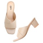 Double Cut Heeled Sandals Square Toe Sandals Slip On Fashion Wedding Chunky Block Mule Heels for Women - Image 2