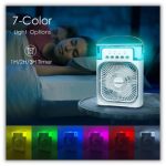 Drumstone 𝟏𝟓 𝐘𝐞𝐚𝐫𝐬 𝐖𝐚𝐫𝐫𝐚𝐧𝐭𝐲 Personal Air Cooler, Portable Air Conditioner Fan, Mini Evaporative Cooler with 7 Colors LED Light, 1/2/3 H Timer, 3 Wind Speeds and 3 Spray _Multicolor - Image 6
