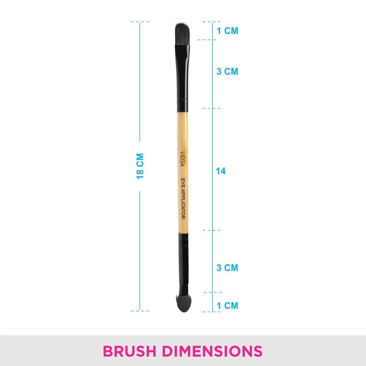 VEGA 2 In 1 Mini Makeup Brush with Eye Shadow & Eye Applicator, (DMB-01) Brown - Image 3