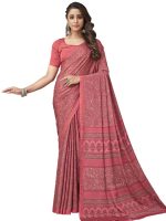 SIRIL Women's Printed Silk Crepe Saree with Unstitched Blouse Piece