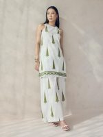 FIORRA Women's Off-White Printed Cotton Sleeveless Kurta Set - Image 4