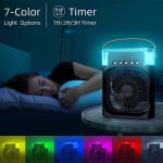Mabron 【15 Years Warranty】 Portable Air Conditioner Fan. This black air fan features a 500 ml water tank, USB personal cooler, mini humidifier with 7 colors LED light, 3 timer options_M1 - Image 2
