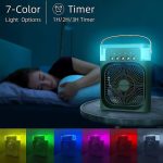 Elevea ( LIMITED STOCK WITH 15 YEARS WARRANTY ) Portable Air Conditioner Cooler, Mini Evaporative Cooler with 7 Colors LED Light, 1/2/3 H Timer, 3 Wind Speeds and 3 Spray Modes for Your Desk-Green - Image 2